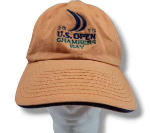2015 US Open Chambers Bay Hat OSFM USGA Member Embroidered Embroidery Unisex Cap Golf Hat Golfing Golfers Golfer Orange Peach Color With Multicolor Embroidery Adult Unisex Hat OSFM One Size Fits Most Adjustable Strap Back Hat Used Condition See Pictures For Condition thumbnail 1