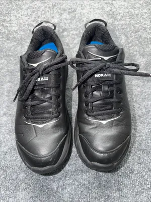 Hoka One One Black leather Walking Sneakers with Blue Lining thumbnail 2