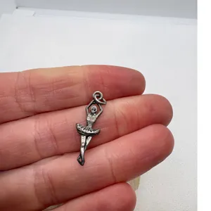 Vintage 925 Sterling Silver Ballerina Dancer Charm Pendant 0.90g thumbnail 4