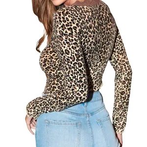 SheIn Leopard Print Tie Front Crop Top thumbnail 3