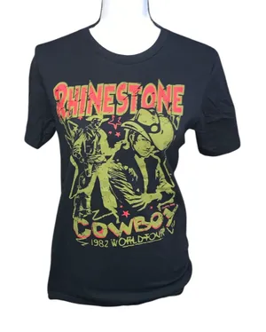 Rhinestone Cowboy 1980'S World Tour Black Short Sleeve Shirt thumbnail 1