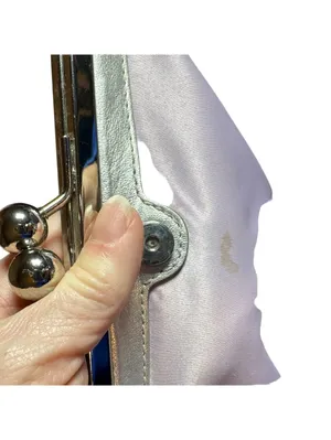 Coach Kisslock large bag silver/gray purple interior thumbnail 7