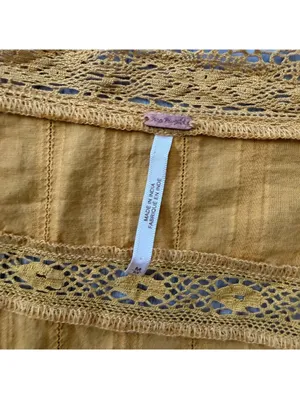 Free People Follow Your Heart Golden yellow Embroidered Lace Blouse size medium thumbnail 7