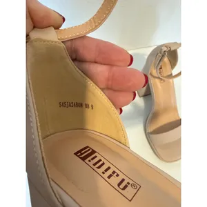 IDIFU Nude Platform Block‎ Heel Sandals Ankle Strap Open Toe Chunky Heels thumbnail 9