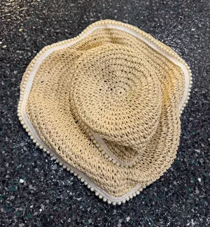 Straw Hat Women’ Wide Brim Summer Handmade Woven Sun Bucket Breathable Beach Hat thumbnail 1