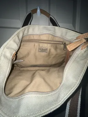 L.L. Bean Canvas Tote Bag with Dog Embroidery and Zip Top thumbnail 5