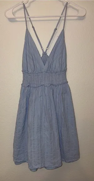 Light Blue Smocked Waist Spaghetti Strap Dress thumbnail 1