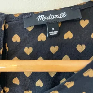 MADEWELL Silk Tiered Button-Back Top Heart Flip Black Gold 3/4 Sleeve Blouse siz thumbnail 10