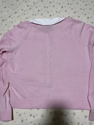 Hot Topic Cardigan Knit Sweater Pink White Peter Pan Collar Heart Buttons Medium thumbnail 4