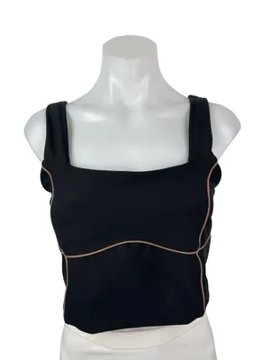 YPB Women's Black Sleeveless Cami Yoga Workout Running Athletic Crop Top Size L thumbnail 1