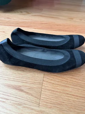 Stuart Weitzman Black Suede Ballet Flats Grosgrain Trim Size 6.5 thumbnail 2