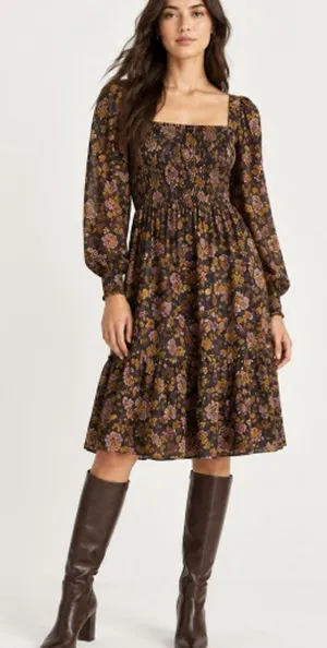 Wilfred Tempest Floral Smocked Mini Dress Size Medium thumbnail 1
