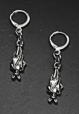 Hanging Bat Earrings Silver thumbnail 1