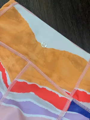 Lululemon Striped Watercolor Print Active Leggings in Orange, Blue, Pink thumbnail 5
