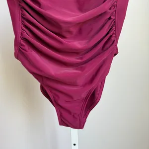 Tempt Me Ruched Beachy Tummy‎ Control One Piece Swimsuit Medium Burgundy thumbnail 3
