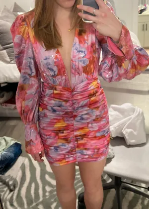 Runaway The Label Pink Floral Dress thumbnail 1