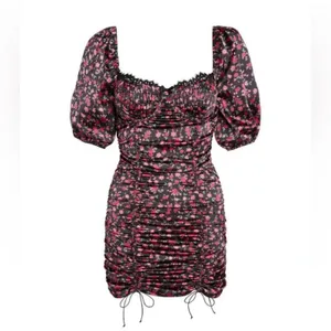 For Love and Lemons Melrose Pink Floral Ruched Mini Cocktail Dress Size XL thumbnail 2