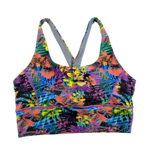 Born Primitive Womens XXL Tropical Floral Sports‎ Bra Purple Blue Orange X-Back thumbnail 1