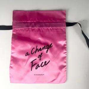 Sephora A Change of Face Drawstring Satin MakeUp Delicates Travel Bag Pink New thumbnail 1