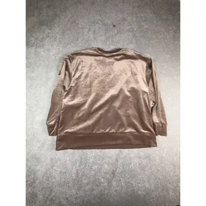 Athleta Womens L Retroplush Velvet Crewneck Sweatshirt Pullover Side Snaps Brown thumbnail 10