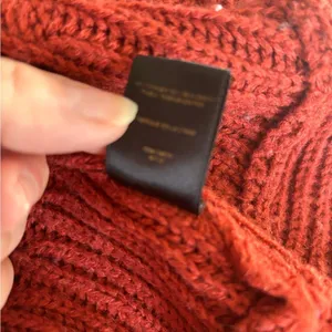 Sunday in Brooklyn Open Front Cardigan Ribbed Knit Small Rust Orange thumbnail 3
