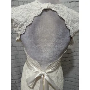 NWT David’s Bridal Ivory Cap Sleeve Lace Trumpet Wedding Dress Size 2 - $599 thumbnail 15