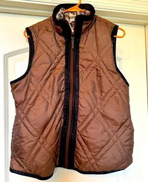 Gorgeous Bronze Vest Lined with Faux Leopard Fur - Never worn! Brand new! thumbnail 1