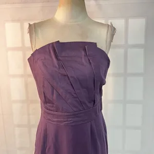 Deletta Anthropologie Purple Strapless fanned bodice cocktail Dress Size M thumbnail 4