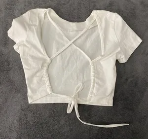 ZARA White Opened Back Crop Top thumbnail 3