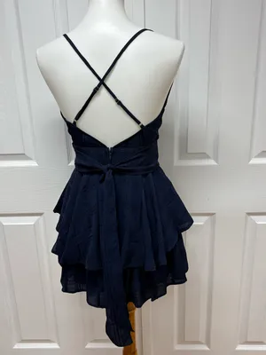 Polly Dress Theodora Navy Romper‎ With Plaid Print - Size 4. thumbnail 2