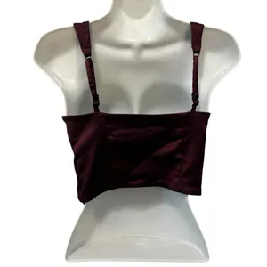 Abercrombie & Fitch Burgundy Stretch Corset Crop Top Sz M Gothic Goth Witch Dark thumbnail 2