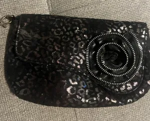 Black Metallic Leopard Print Wristlet Clutch thumbnail 1