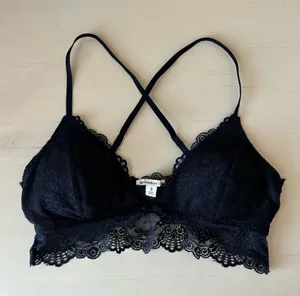 Abercrombie and Fitch navy blue lace padded bralette - small thumbnail 1