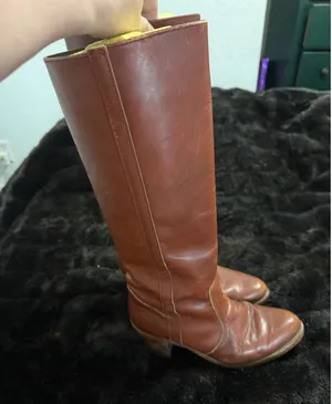 Vintage Womens 8.5 Dexter Campus Boots Tall Western Riding Stacked Leather Heel thumbnail 1