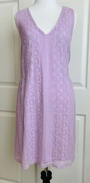 NWT Francesca’s (Blue Rain) Lavender Lace Shift Dress M thumbnail 1