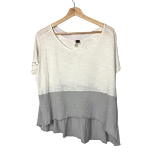Free People We the Free Gray & Ivory Midnight Colorblock High‎ Low T-Shirt XS thumbnail 3