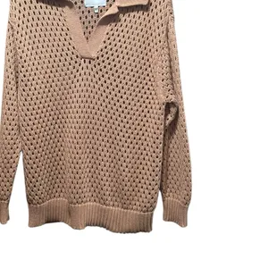 Aerie NWOT Open Knit Polo Sweater in Beach Dune‎ Size Smalll thumbnail 6