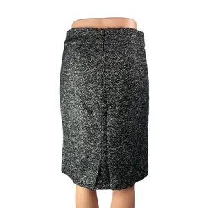 J.Crew Women Gray Wool Zip High Waisted Tweed Straight Pencil Mini Skirt Size 0 thumbnail 2