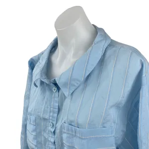 Zara Women's Blue Striped Collared Long Sleeve Button Down Shirt Blouse Top Sz M thumbnail 2