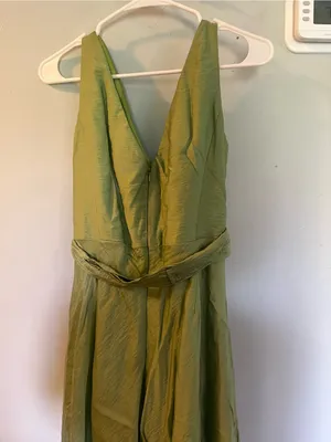 Wtoo Light Green V-Neck Maxi Dress with Waist Tie thumbnail 4
