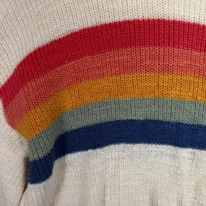 American Eagle Medium Sweater Rainbow Stripe Cropped Balloon Sleeve Oversized thumbnail 6