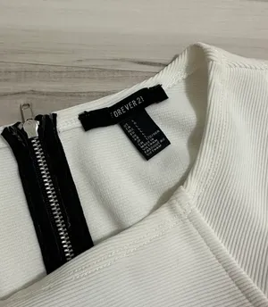 Forever 21 White Ribbed Bodycon Mini Dress thumbnail 3