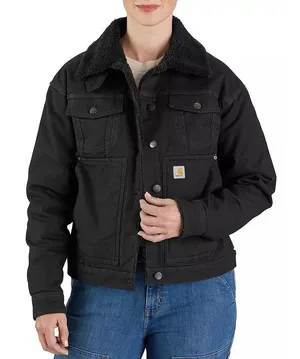 Carhartt Womens Rugged Flex Canvas Sherpa Lined Jacket Black Size XL NEW NWOT thumbnail 1
