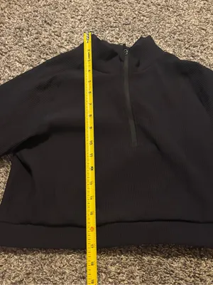 (TSL) Black Ribbed Cropped Long Sleeve Workout Jacket: Size XL - See Measurement thumbnail 5