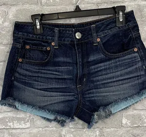 American Eagle Blue Hi-Rise Festival Jean Shorts thumbnail 1