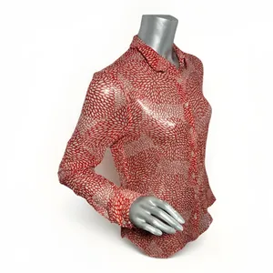 Equipment Femme Sophie Red White Floral Silk Chiffon Button Down Blouse Medium thumbnail 7