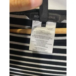BCBGMAXAZRIA Striped Top Womens XS Black White Ribbed‎ Knit Long Sleeve Casual thumbnail 4