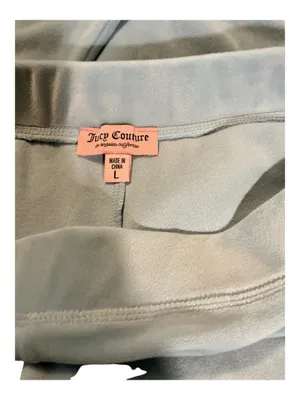 Juicy Couture Ice Blue Velour Tracksuit Set – Big Bling Rhinestone Logo Hoodie & Pants – Size L thumbnail 4