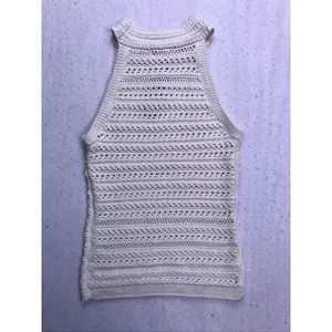 Banana Republic Organic Cotton Sweater Tank Womens‎ Small Cream Crochet Knit thumbnail 10
