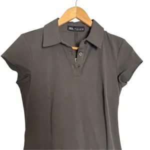 Zara Gray Dark Academia Blogger Box Pleated Drop Waist Belted Polo Mini Dress S thumbnail 2